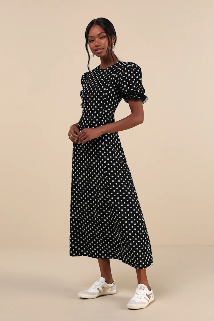 TEA & CUP DRESS POLKA B&W