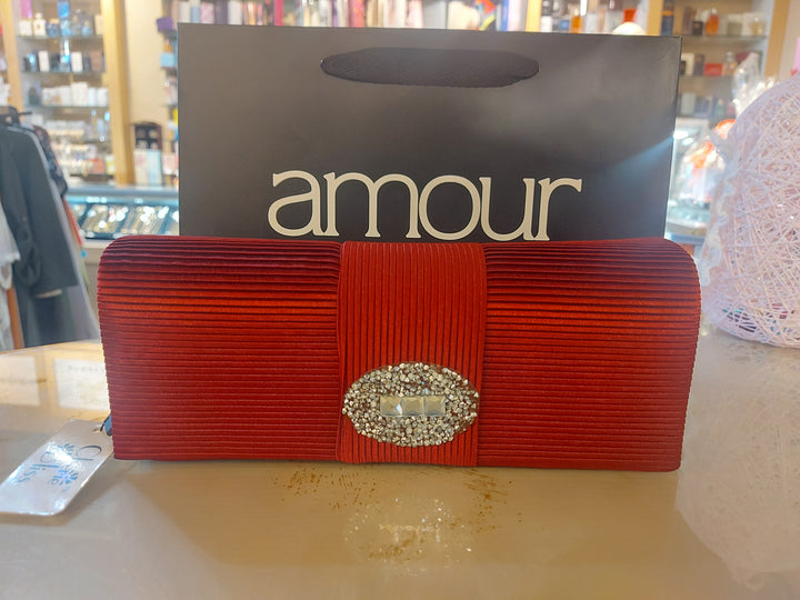 Cherie Bliss Pleated Satin Formal Clutch Rhinestone