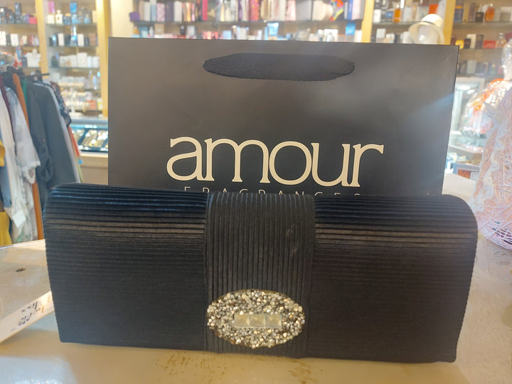 Cherie Bliss Pleated Satin Formal Clutch Rhinestone