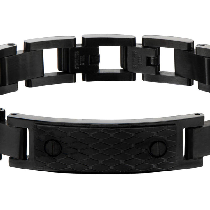 INOX Men’s Stainless Steel Black Bracelet - BR14865