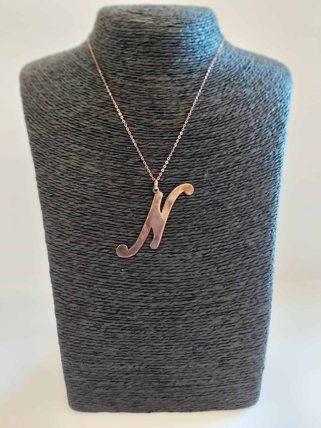 925 silver Initial Necklace Rose Gold plate