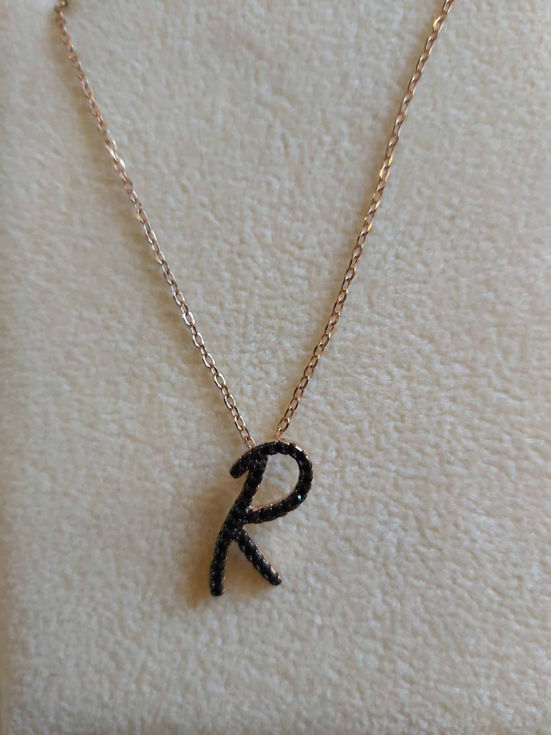 925 Silver Initial Necklace Rose Gold Plated