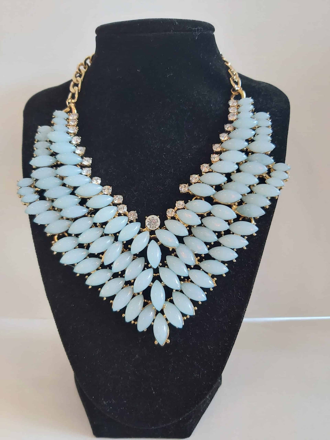 Light blue Statement necklace oversized Stone