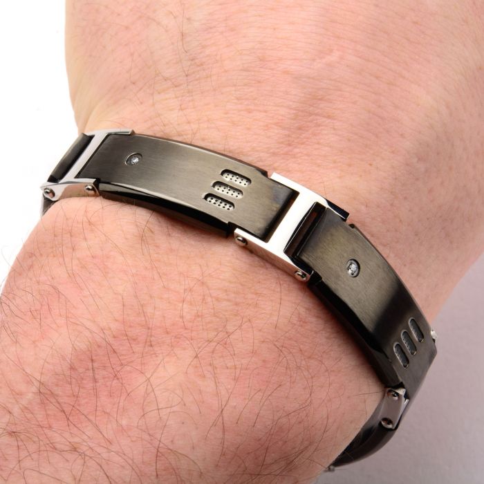 Inox Men's Stainless Steel Black Plated Bracelet - BR102615