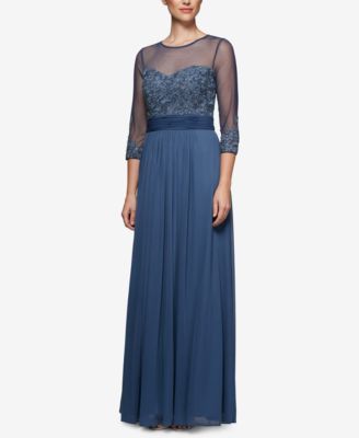 Alex Evenings Long A-line Dress with Sleeves 132891