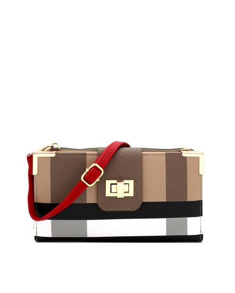 Plaid Pattern Wallet/Crossbody Bag