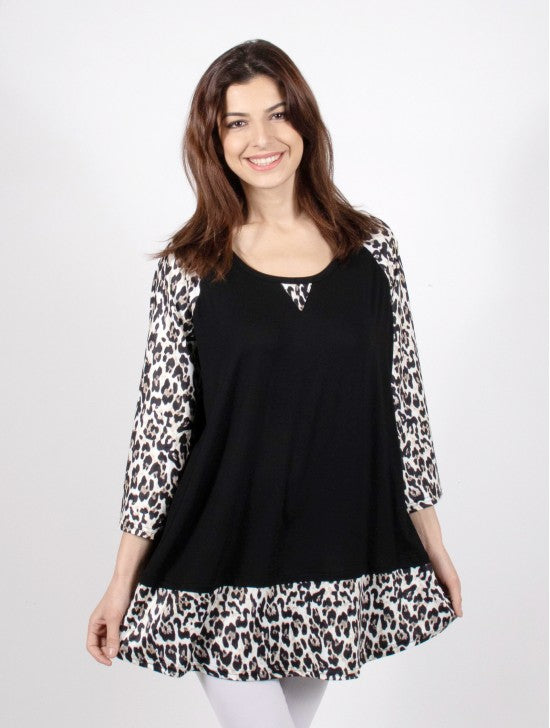 Cherie Bliss Leopard Sleeved Fashion Top