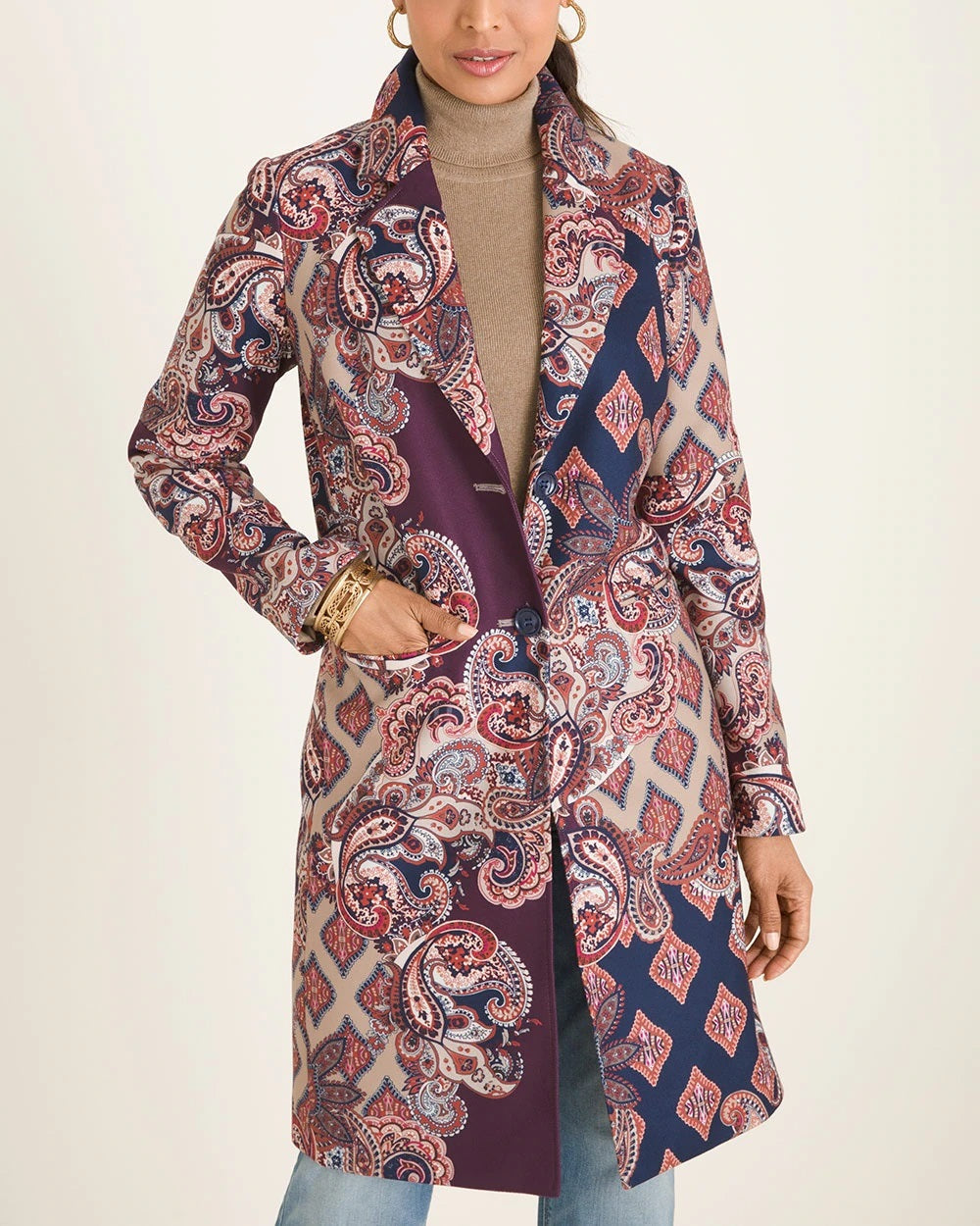 Chico's Patched-Print Coat