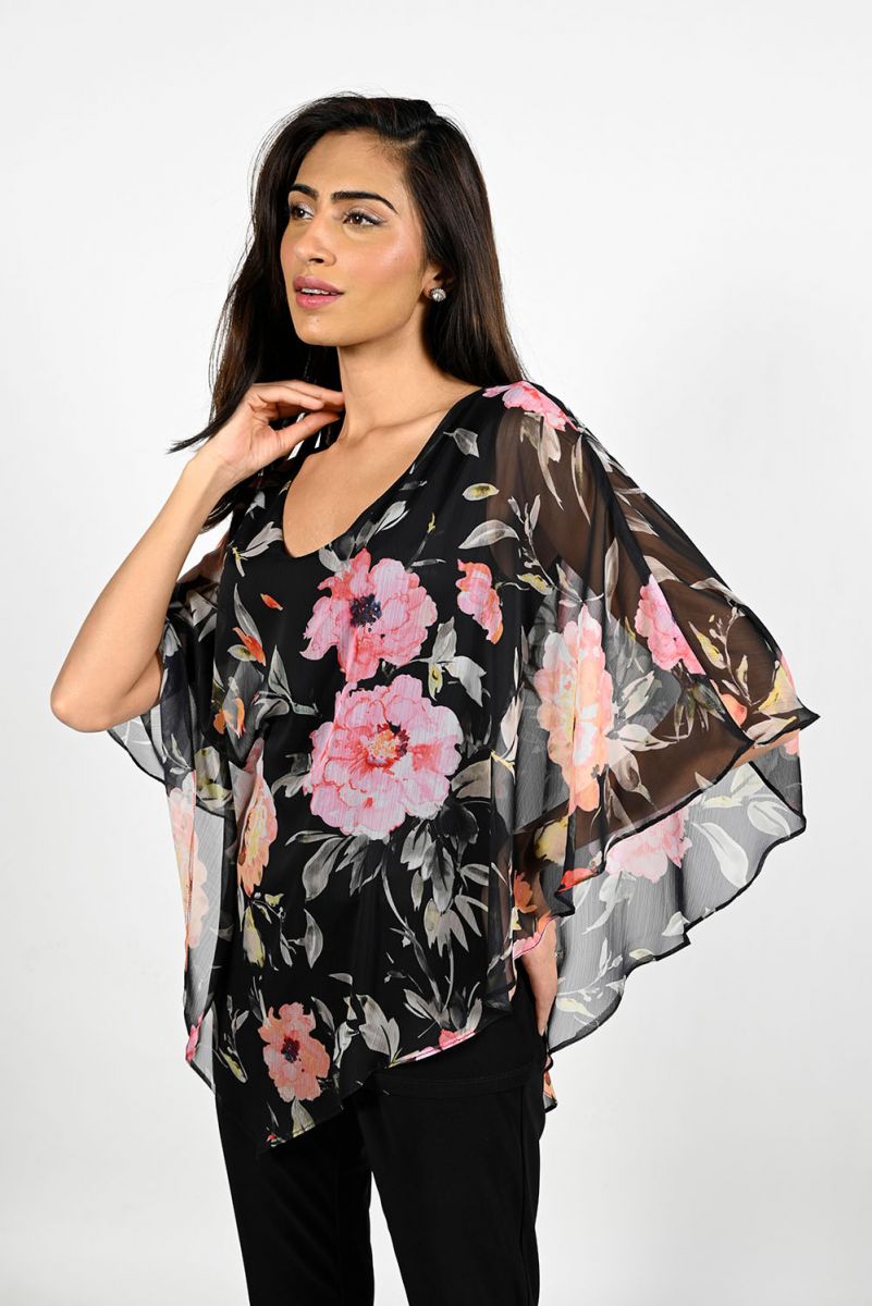 Frank Lyman Black/Pink Floral Top 221291
