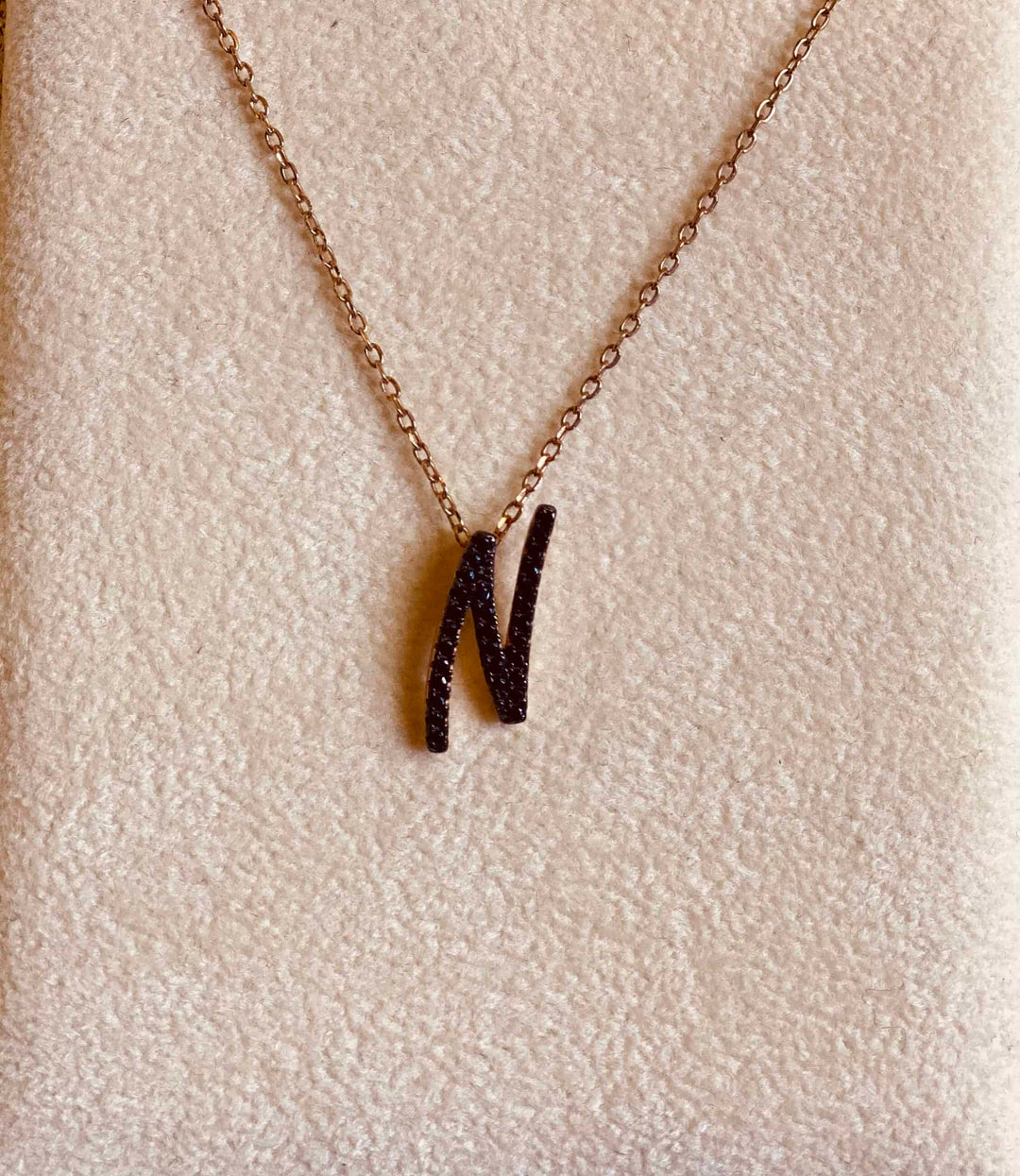 925 Silver Initial Necklace Rose Gold Plated