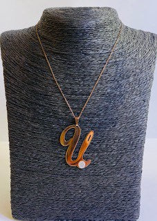 925 silver Initial Necklace Rose Gold plated