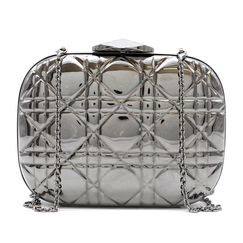 Santi Metal Cannage Quilt Clutch Bag Silver