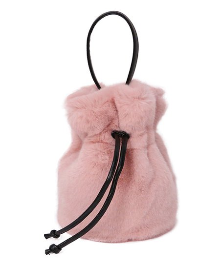 Pink Faux Fur Bucket Bag