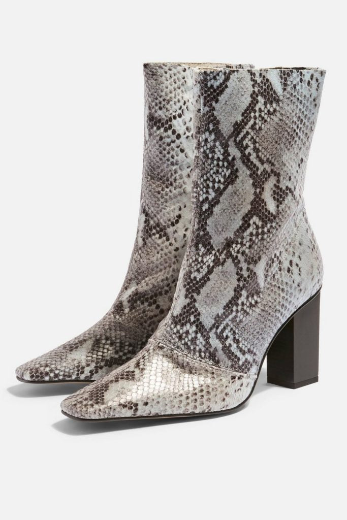 Topshop Snakeskin Print Ankle Boots