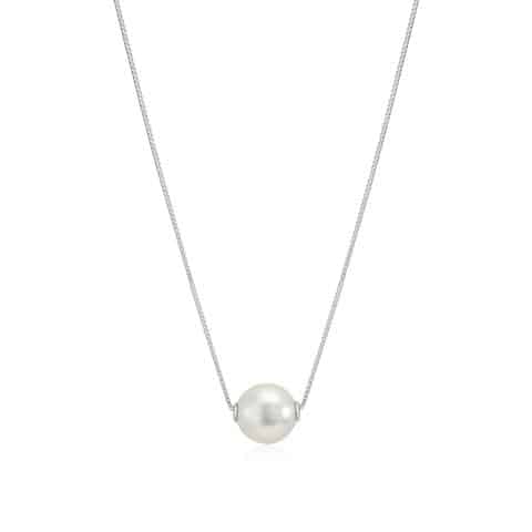 UNICORN J 14K White Gold Necklace Pendant with Floating Freshwater Cultured Pearl (UJP-4070-14W)