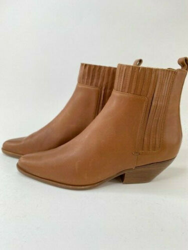 Vince Camel Leather Western Boot Bootie Vero Cuoio