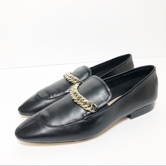 ZARA Leather Loafers with Chain Detail