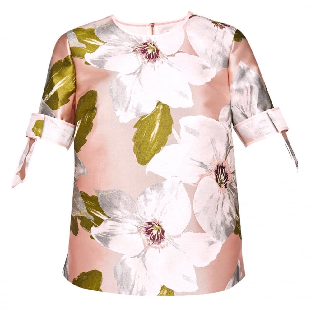 TED BAKER Caytey Bow Sleeve Top in Pink