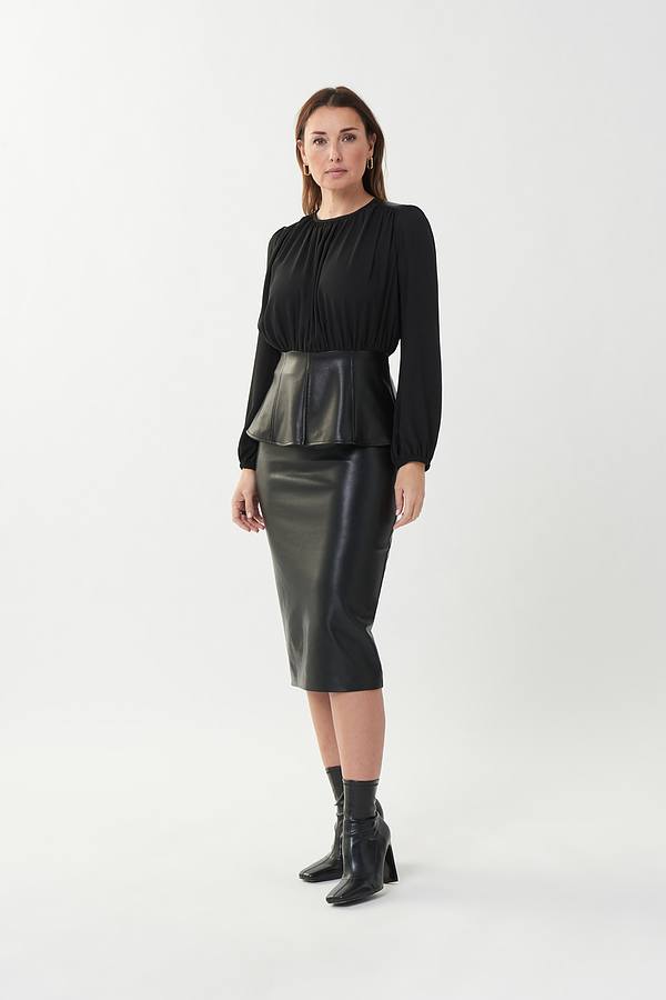 Joseph Ribkoff 223301 Black Leather Top