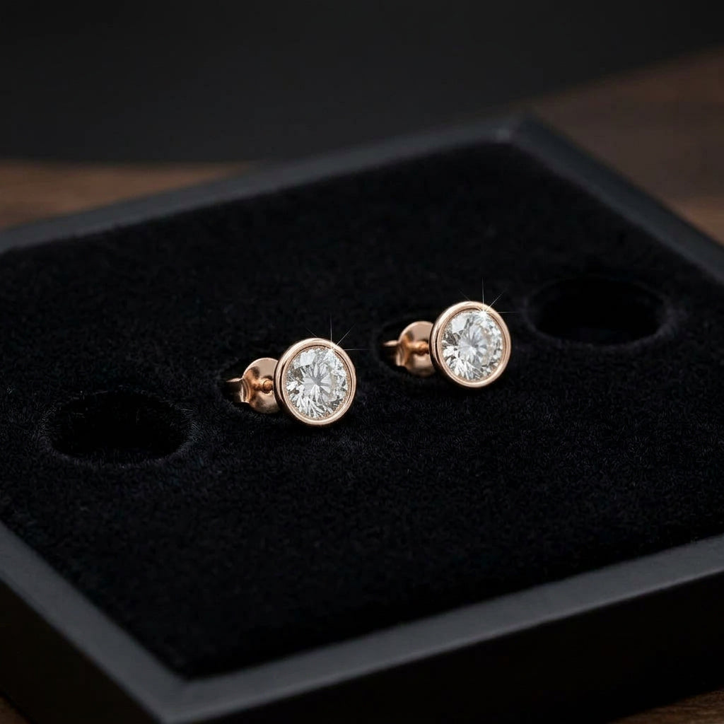 Sterling Silver Rose Gold Studs