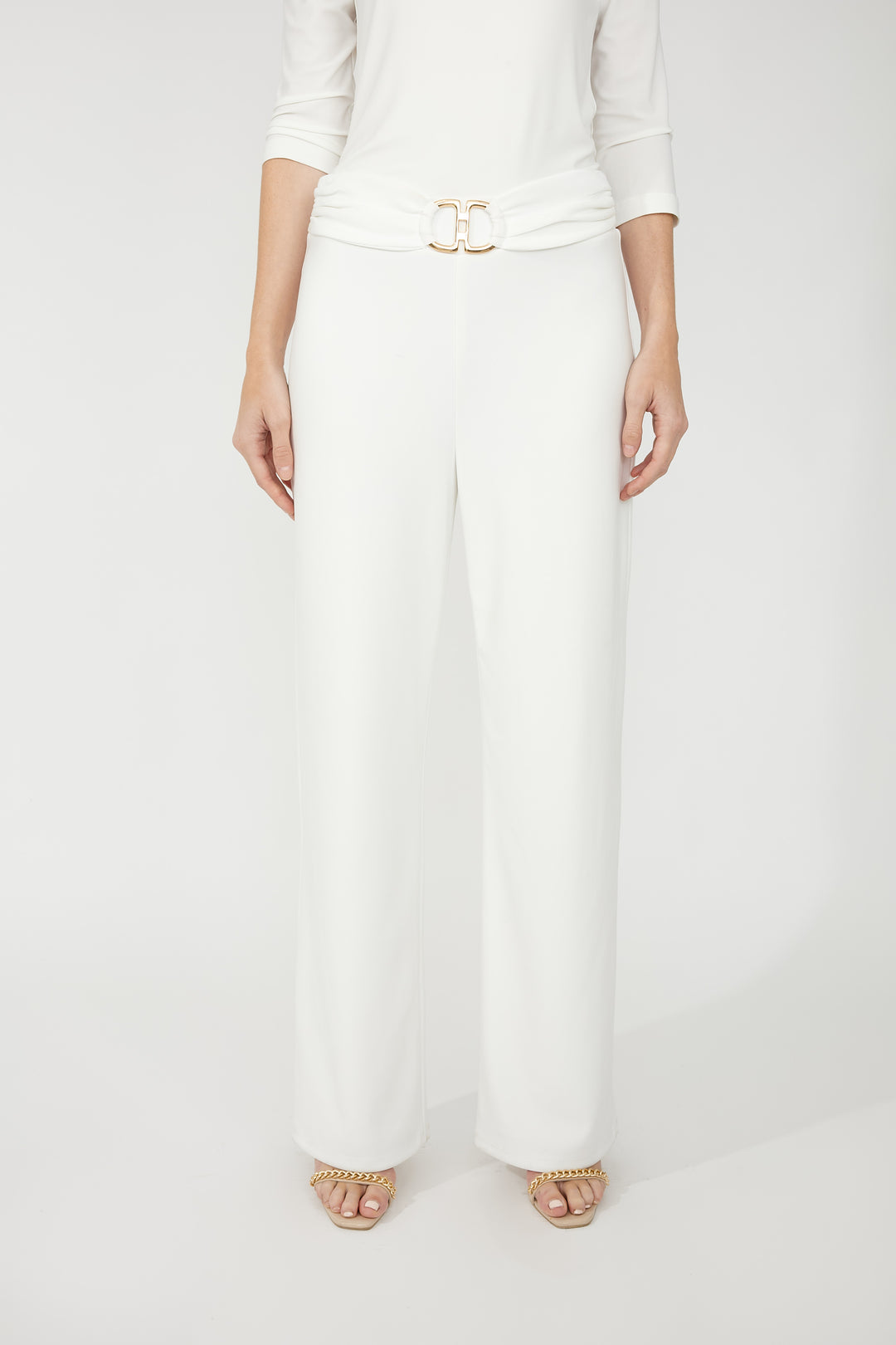 Frank Lyman High-waisted Gold Buckle Trousers Style 254037