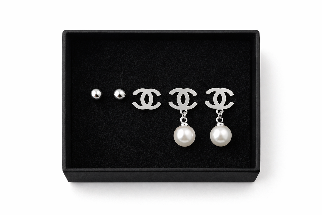 Stainless Steel 65 Earrings Set of 3