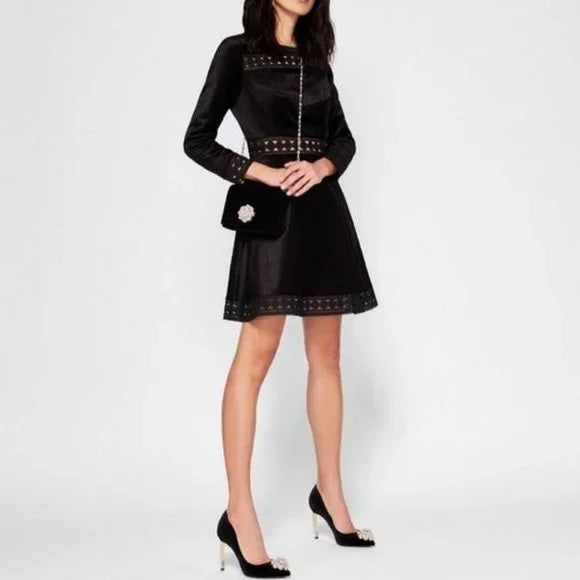 Ted Baker Velvet Midi Dress/Black/8