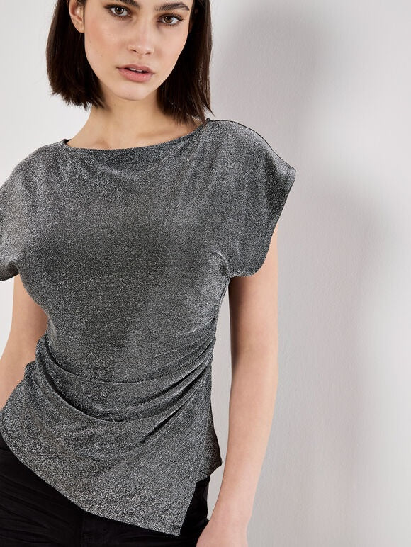 Apricot V Back Sparkle Top silver X116744