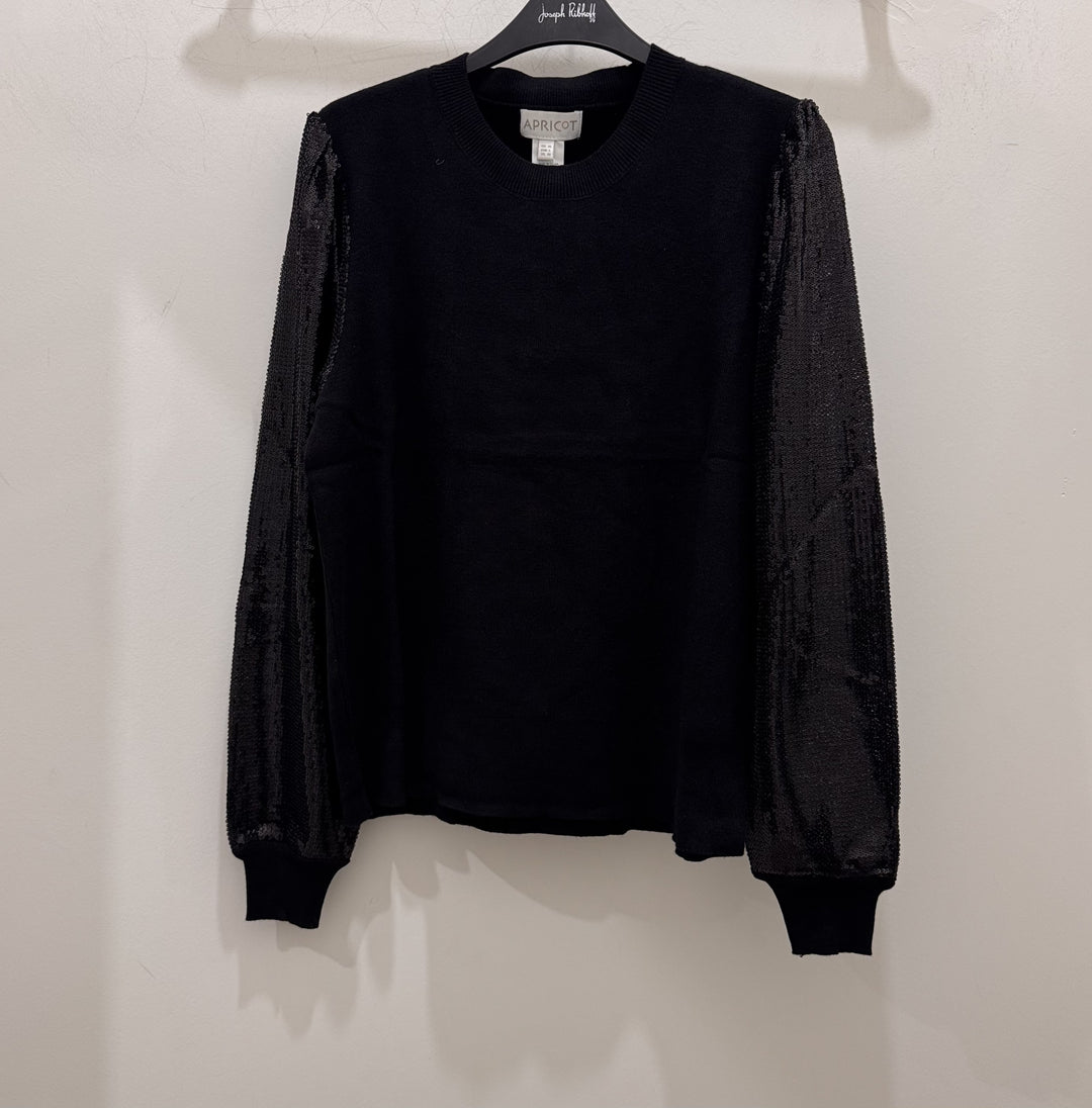 Apricot sequin arm jumper X126804