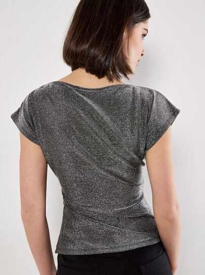 Apricot V Back Sparkle Top silver X116744