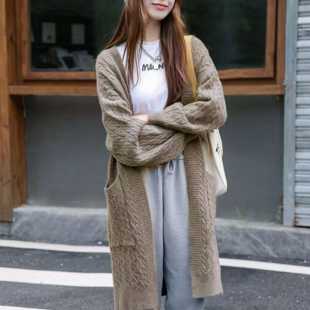 Cherie Bliss CL180602BRW Solid Color Knitted Cardigan