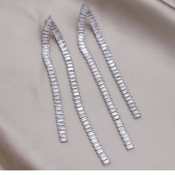 Cherie Bliss Rhinestone Long Tassel earrings