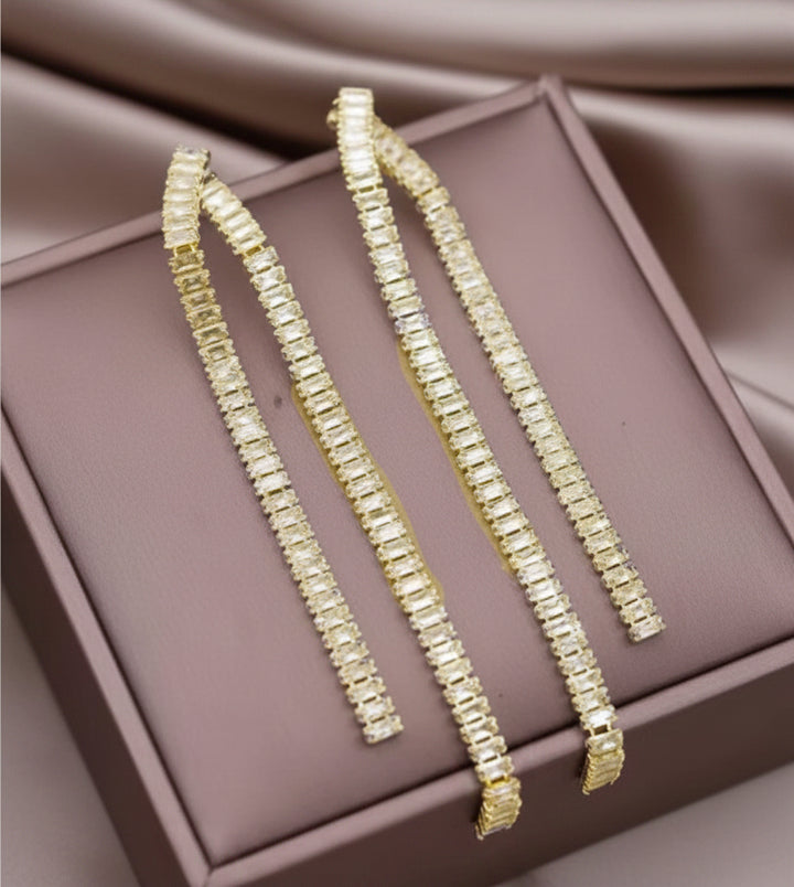 Cherie Bliss Rhinestone Long Tassel earrings