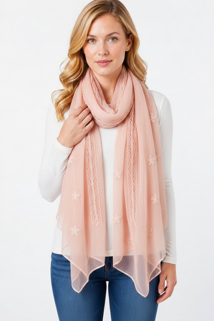 Cherie Bliss Flower and Lace Embroidered Scarf