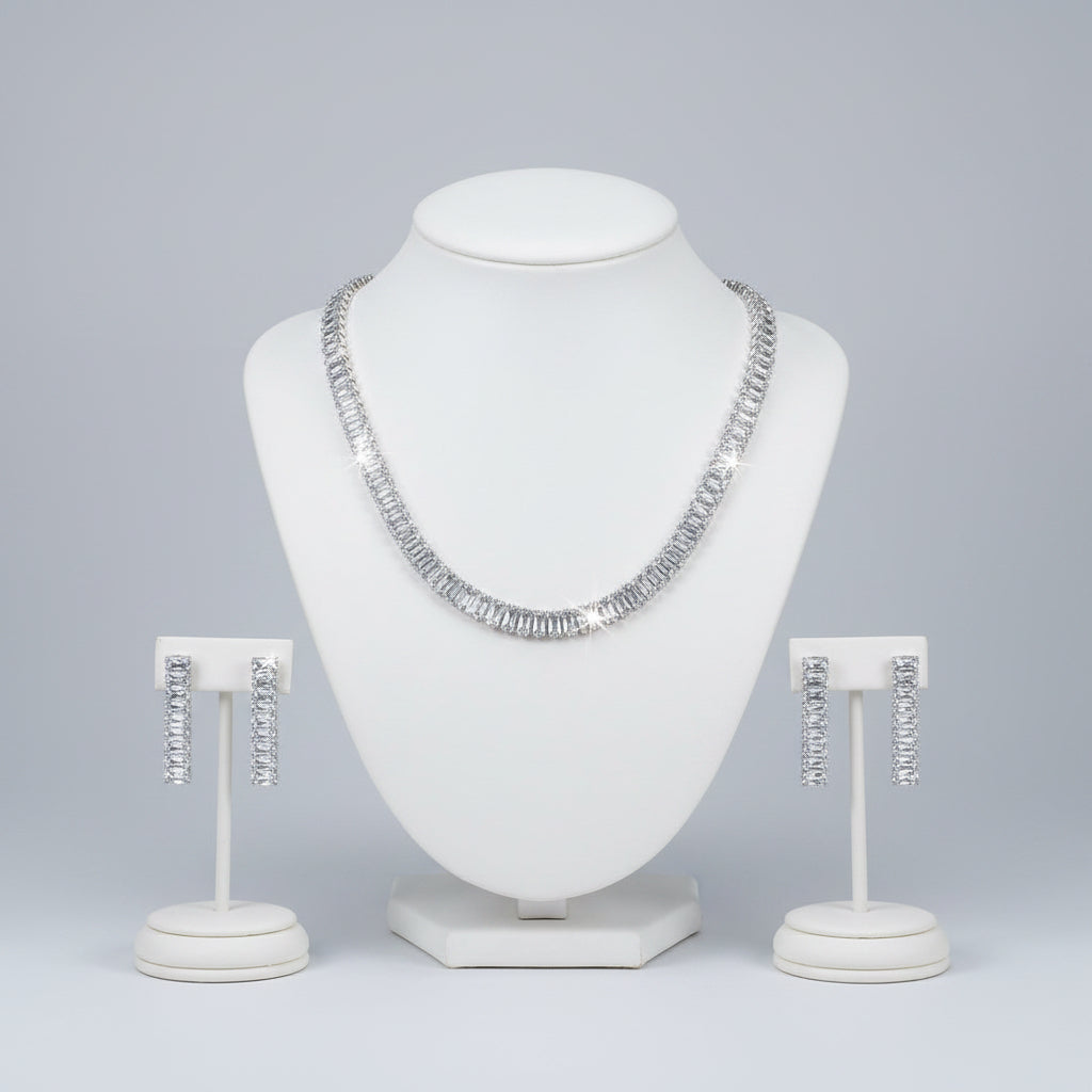 Cherie Bliss NE1009 Rhinestone Crystal Necklace and Earrings Set