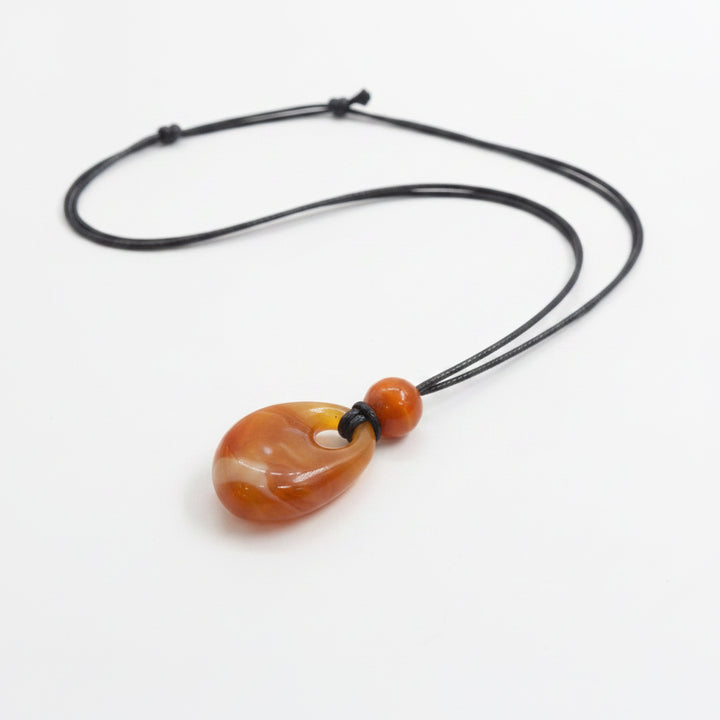 Fashion Jewelry M035 Rope Necklace W/ Precious Stone Pendent