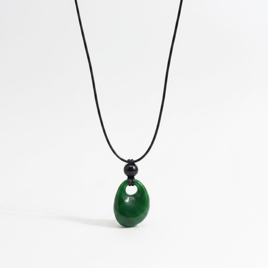 Fashion Jewelry M035 Rope Necklace W/ Precious Stone Pendent