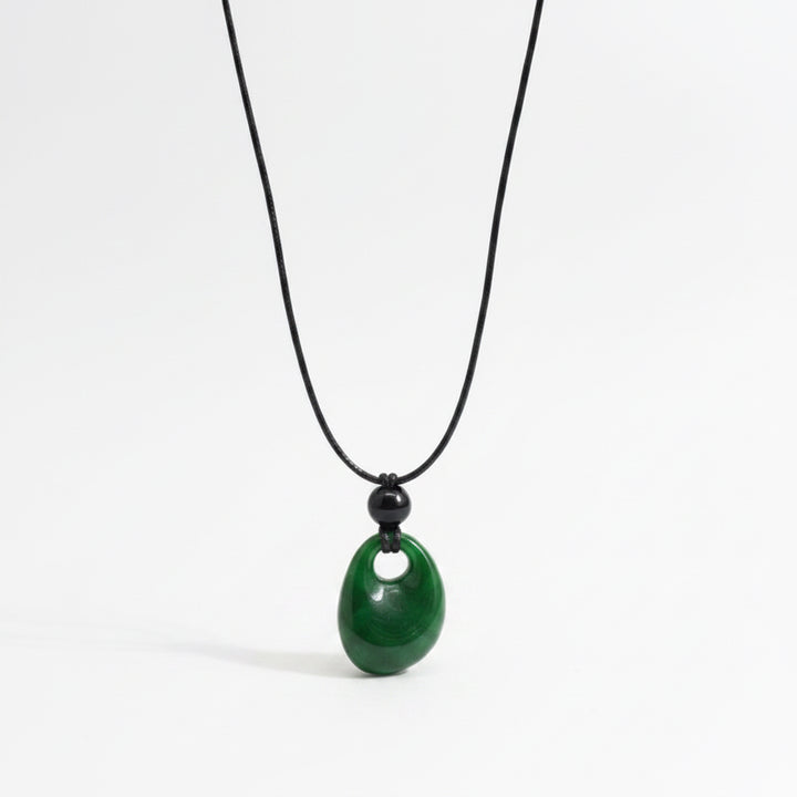 Fashion Jewelry M035 Rope Necklace W/ Precious Stone Pendent