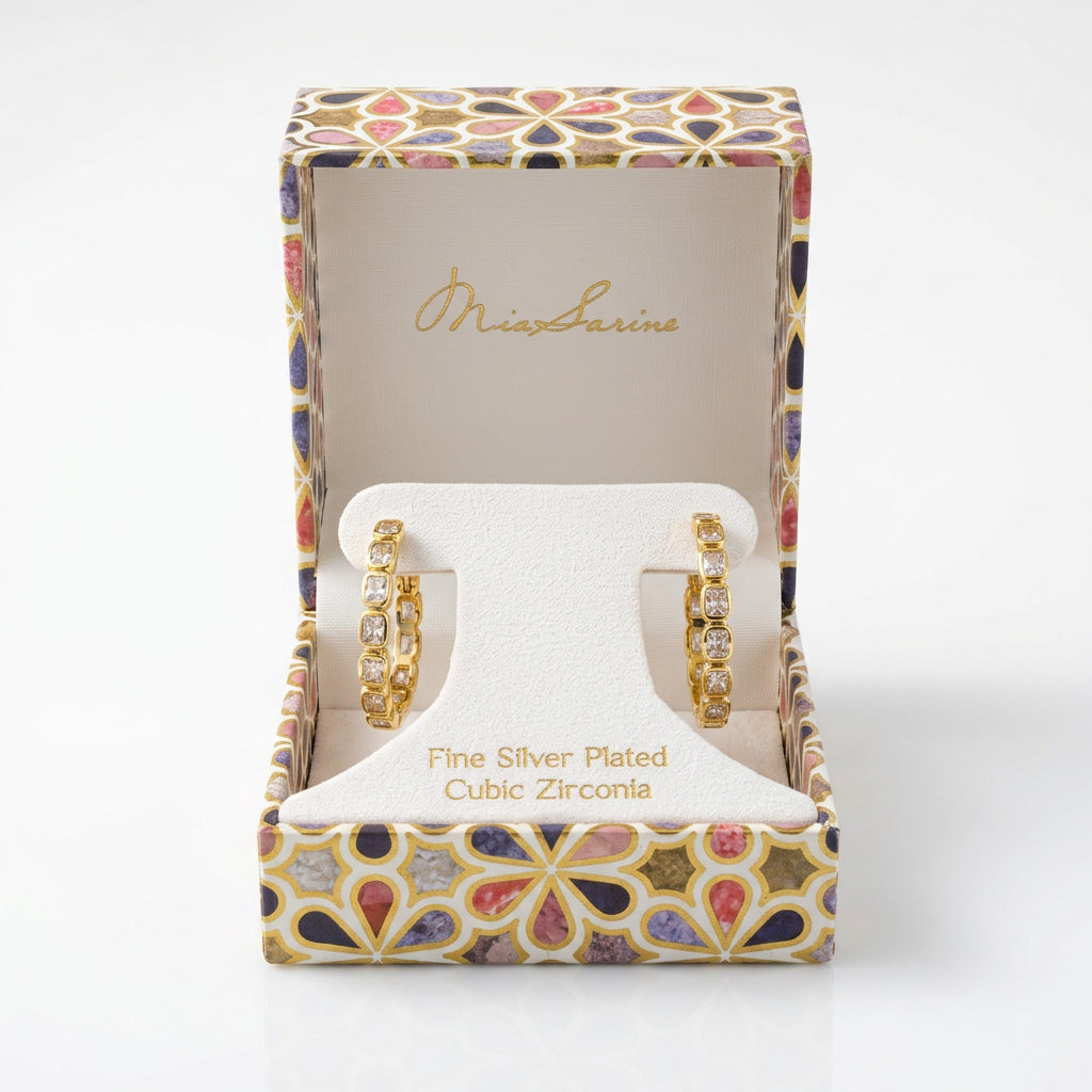 Mia Sarine D1685 Silver Plated Cubic Zirconia Earrings