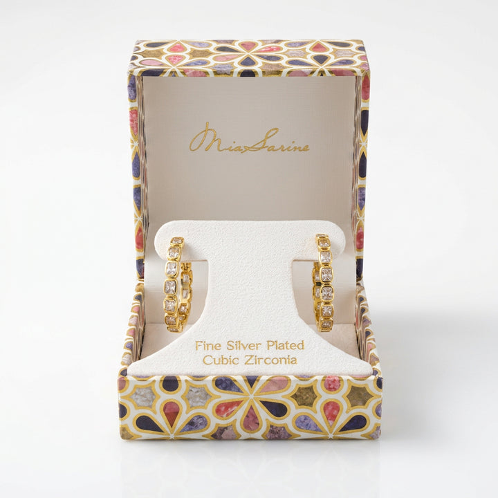 Mia Sarine D1685 Silver Plated Cubic Zirconia Earrings