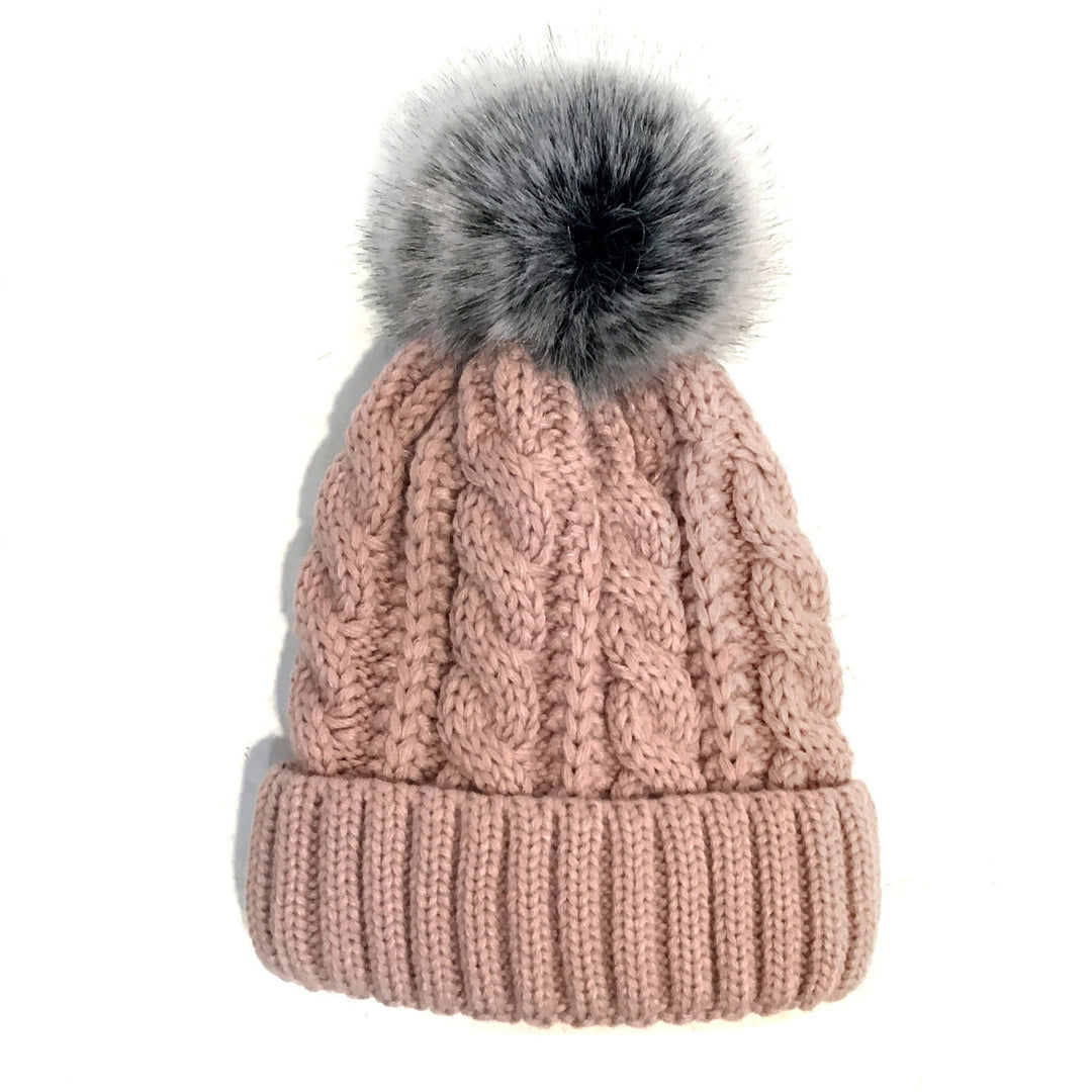 Cable Knitted Toque, Pink Hat   129601