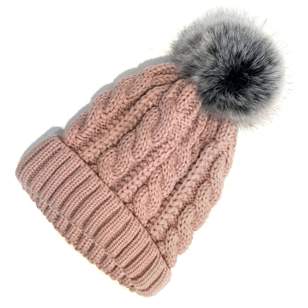 Cable Knitted Toque, Pink Hat   129601