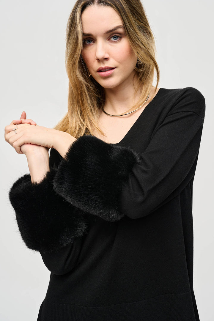Joseph Ribkoff weater Knit Tunic With Faux Fur Cuffs