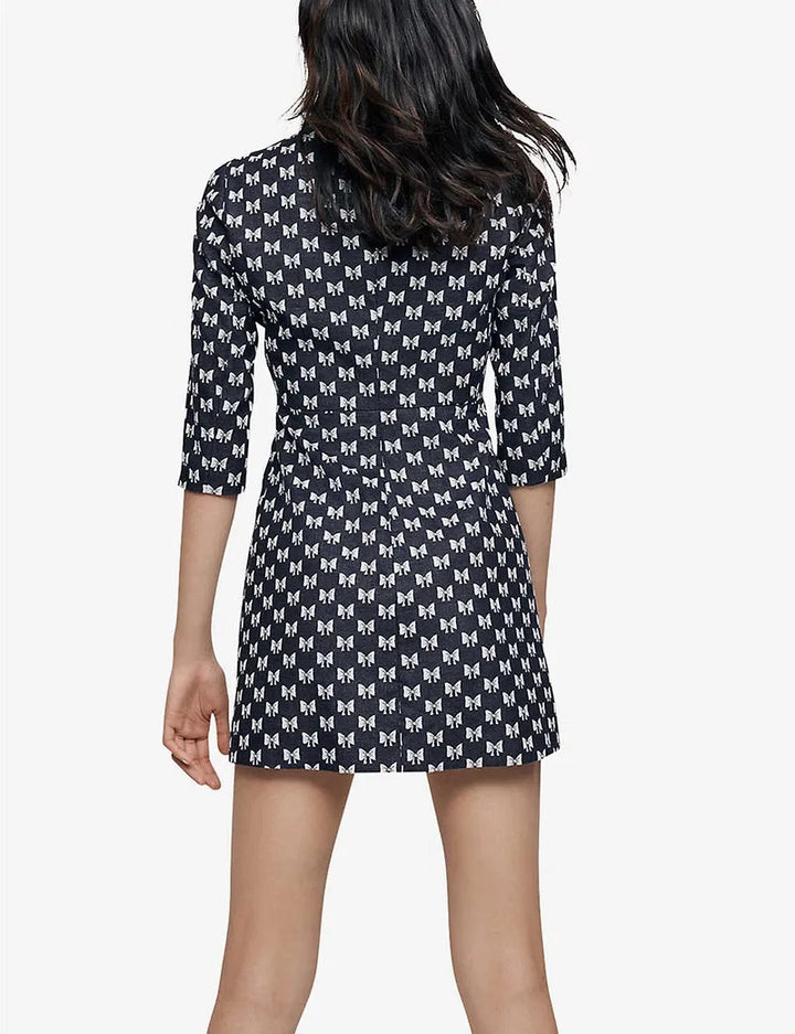 MAJE Renatila Bow-Print Cotton Dress
