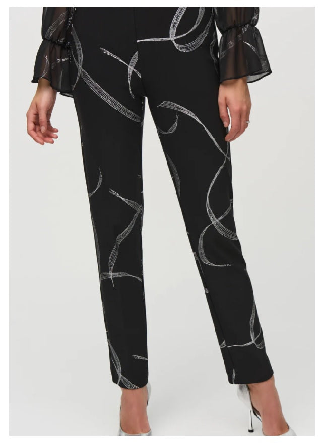 Joseph Ribkoff 244119 black pants with print