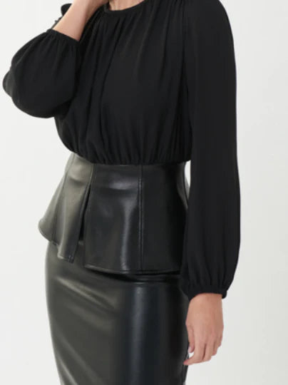 Joseph Ribkoff 223301 Black Leather Top