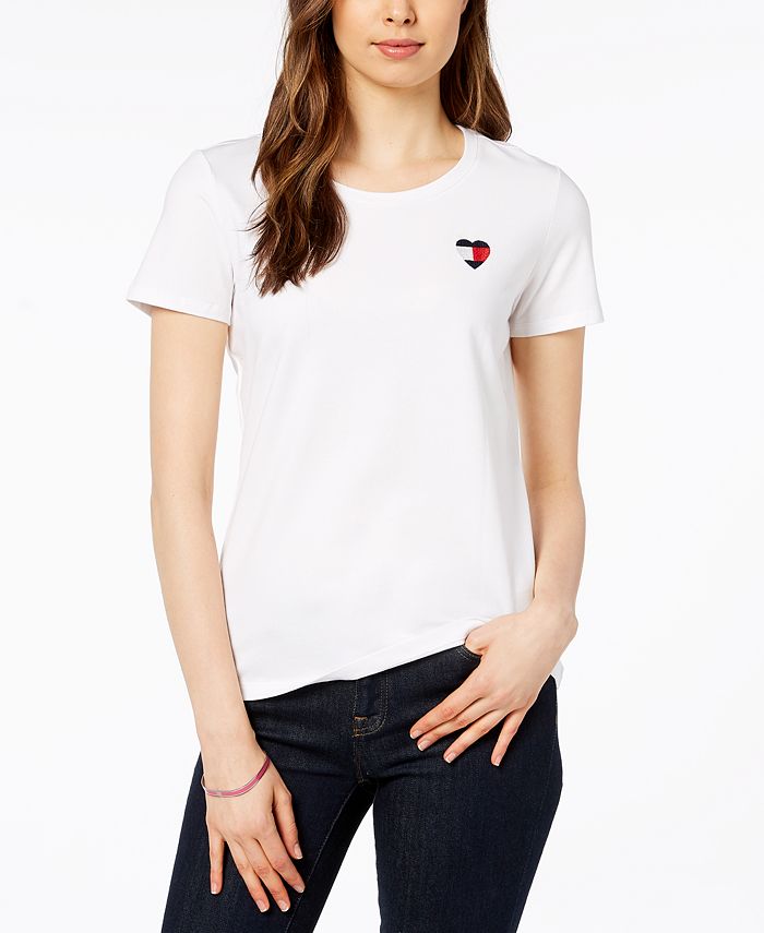 Tommy Heart Embroidered T-Shirt J41HC490