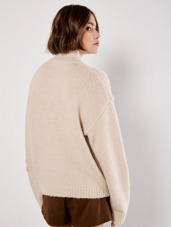 Embroidered Flower Chunky Knit Jumper X132676