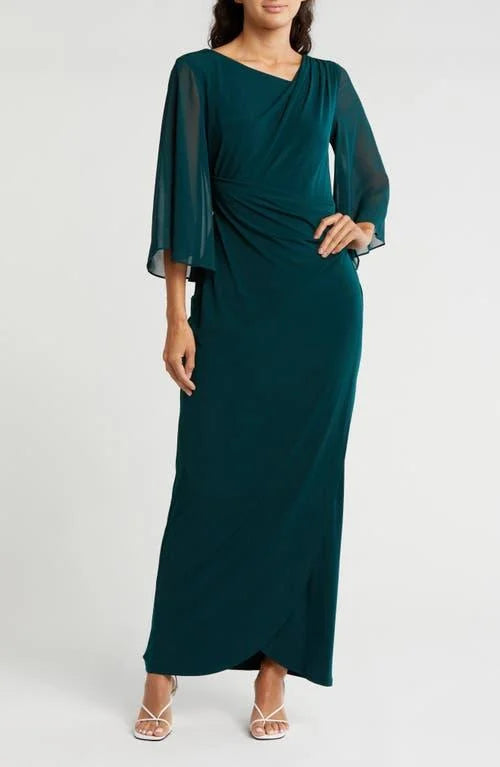 CONNECTED APPAREL GREEN LONG DRESS