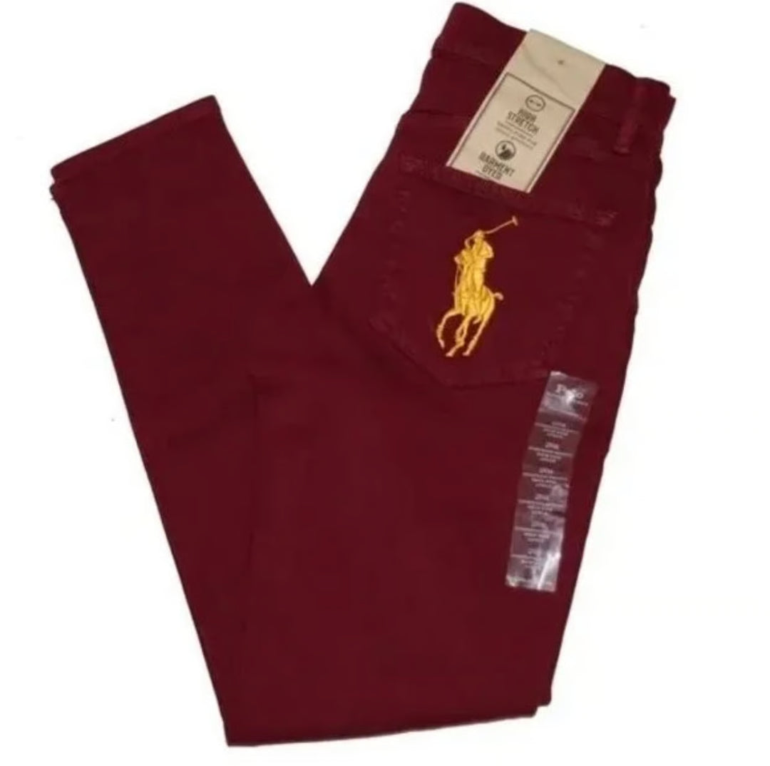 168 Polo Ralph Lauren Tompkins High-Rise Skinny Jeans Riella Burgundy